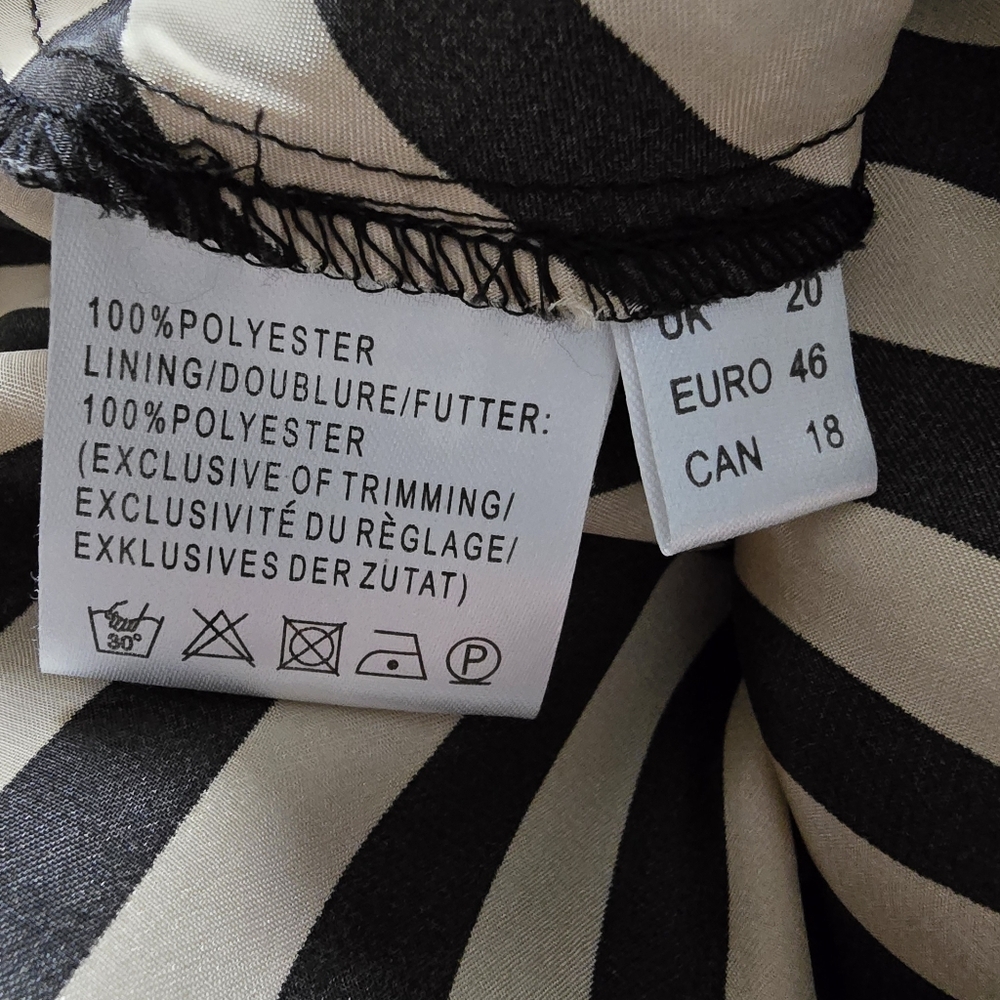 Jacques Vert Two-layer Skirt Black Sheer Outer Layer Diagonal Stripe Size 18 - Picture 7 of 11